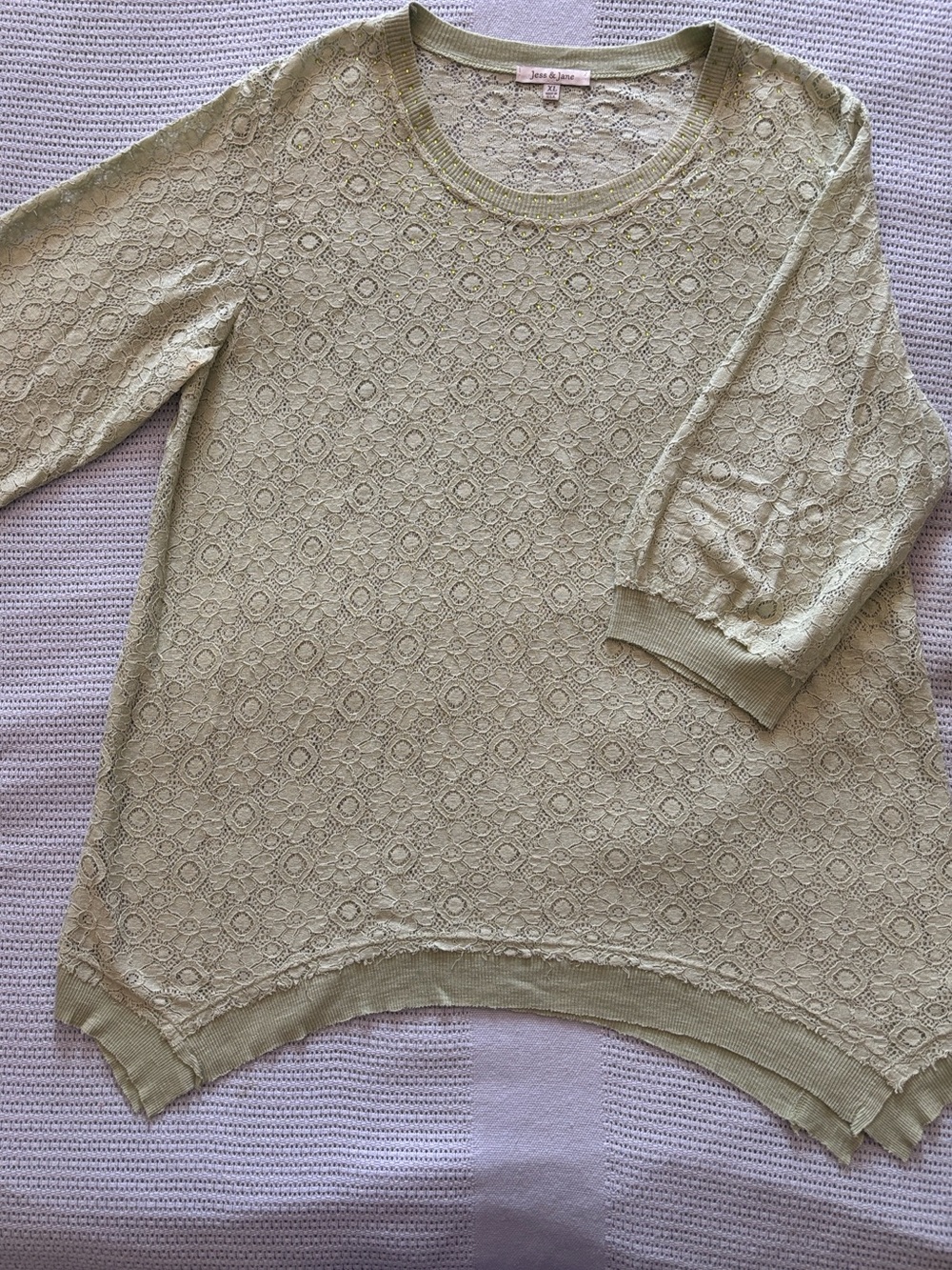 Lace-Overlay Top in Light Sage - Picture 4 of 6